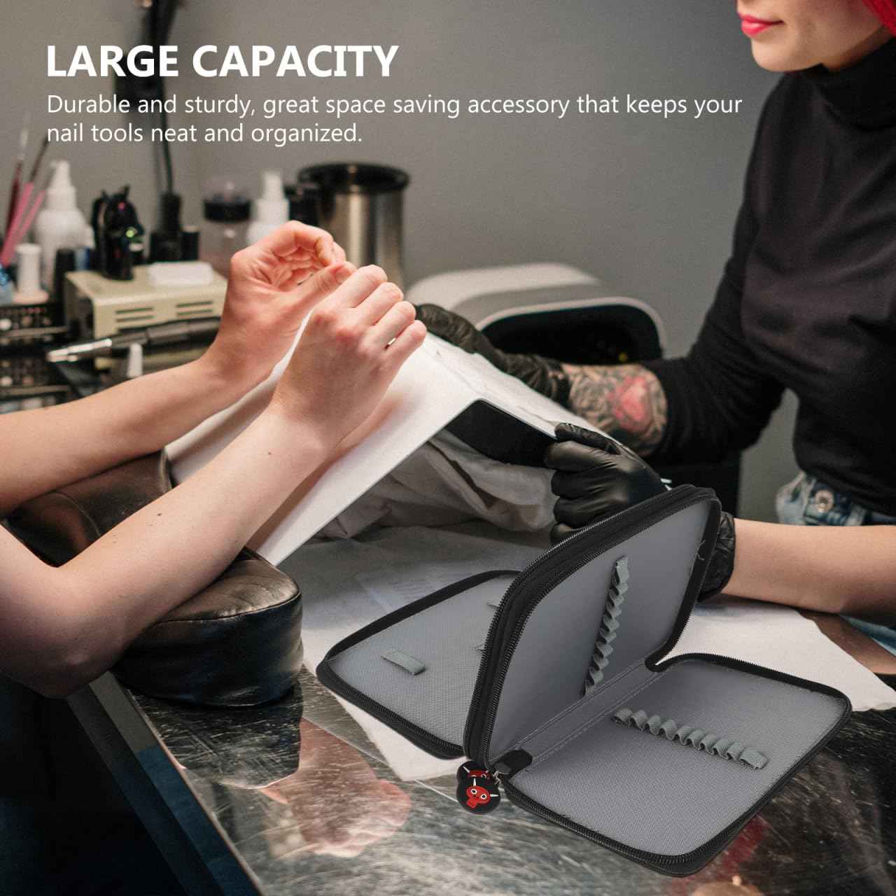 DOITOOL Nail Kit Travel Nail Polish Organizer Makeup Organizer Case Art Brush Case Manicure Tool Makeup Brush Holder Travel Cosmetic Storage Bag Fabric Japanese-style Tool Holder