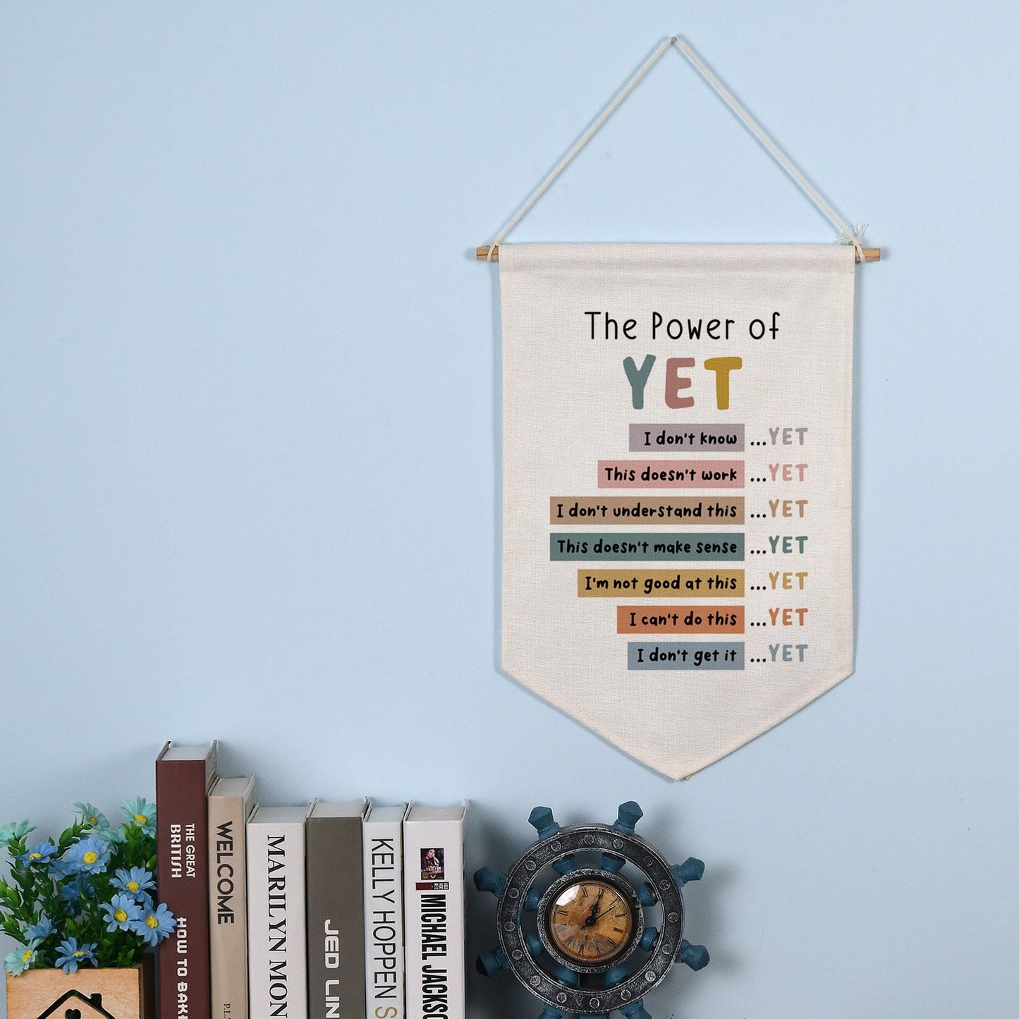 The Power of Yet Wall Hanging Flag Therapy Office Decor Poster Kids Room Wall Decor Boho Classroom Growth Mindset Mental Health Pennant Flag Classroom Decor School Counselor Banners