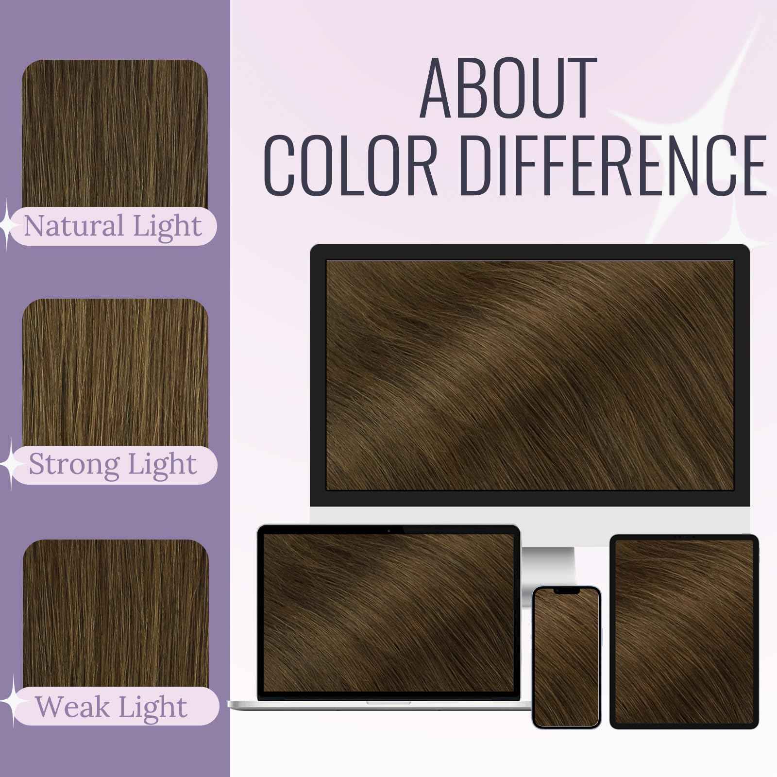 Fshine Invisible Wire Hair Extensions Real Human Hair Medium Brown 10 Inch Short Straight Remy Human Hair Natural Layered Hairpiece with Transparent Fish Line 50 Grams