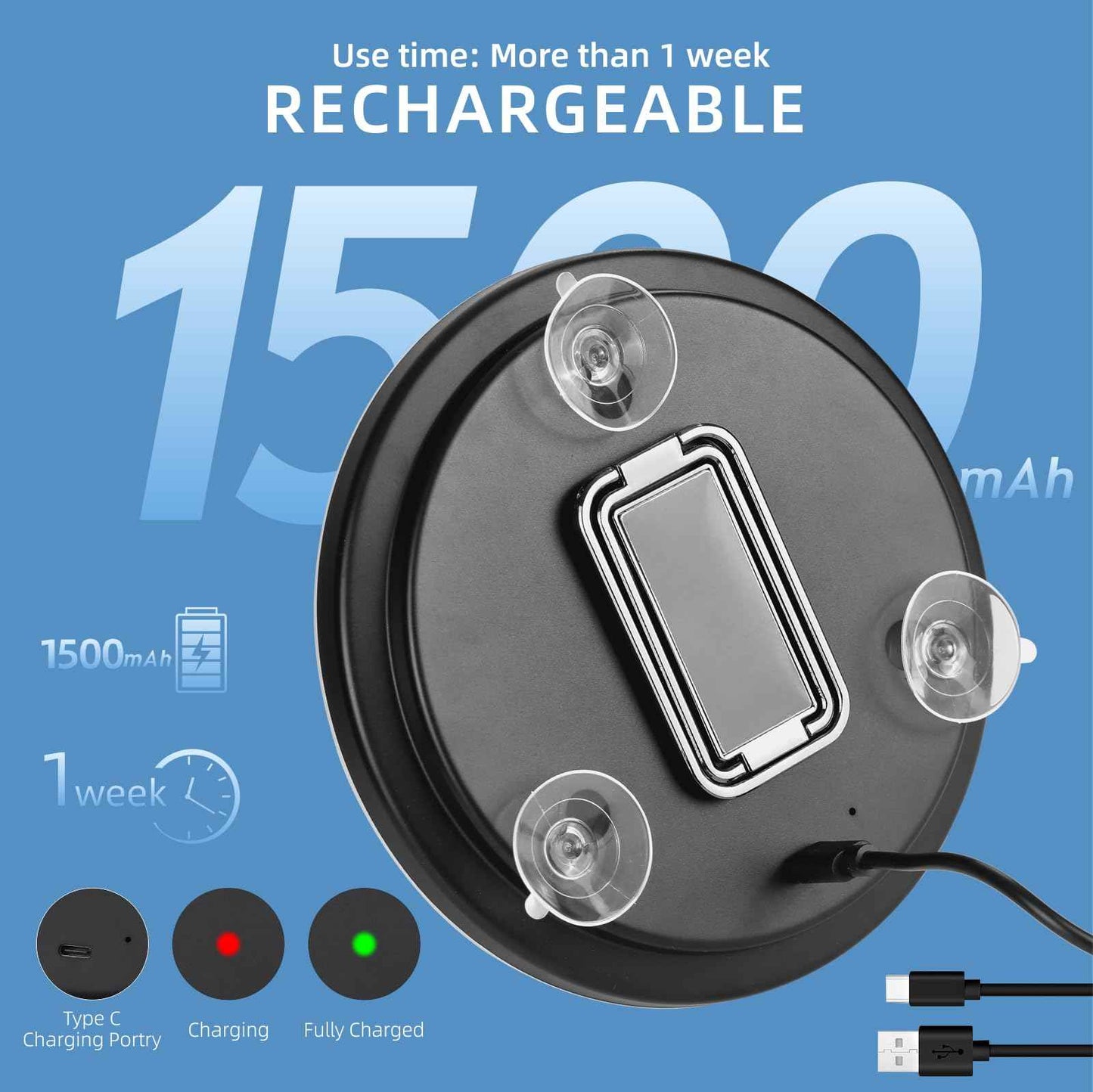 30x Magnifying Mirror With Light, Large 6" Rechargeable Lighted With Suction Cups & Table Stand, 3 Color Modes Dimmable Light up Travel Makeup High Magnification