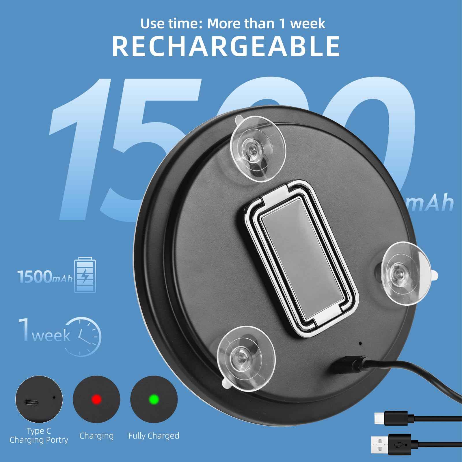 30x Magnifying Mirror With Light, Large 6" Rechargeable Lighted With Suction Cups & Table Stand, 3 Color Modes Dimmable Light up Travel Makeup High Magnification