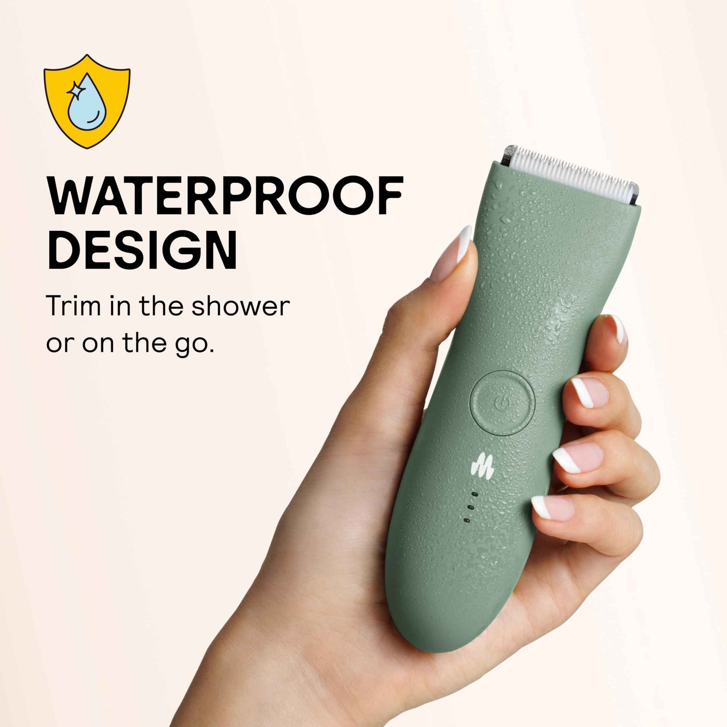 MERIDIAN The Trimmer Original - Body Hair Trimmer for Men, Electric Shaver for Pubic Hair, Chest, Legs & Bikini, Waterproof & Rechargeable, Sage