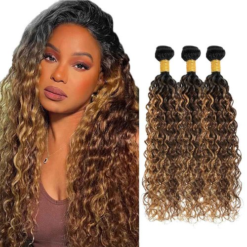 22 24 26 inch Highlight Bundles Human Hair Brown Water Wave Bundle 4/27 Human Hair Bundles Honey Blonde Water Wave Bundle