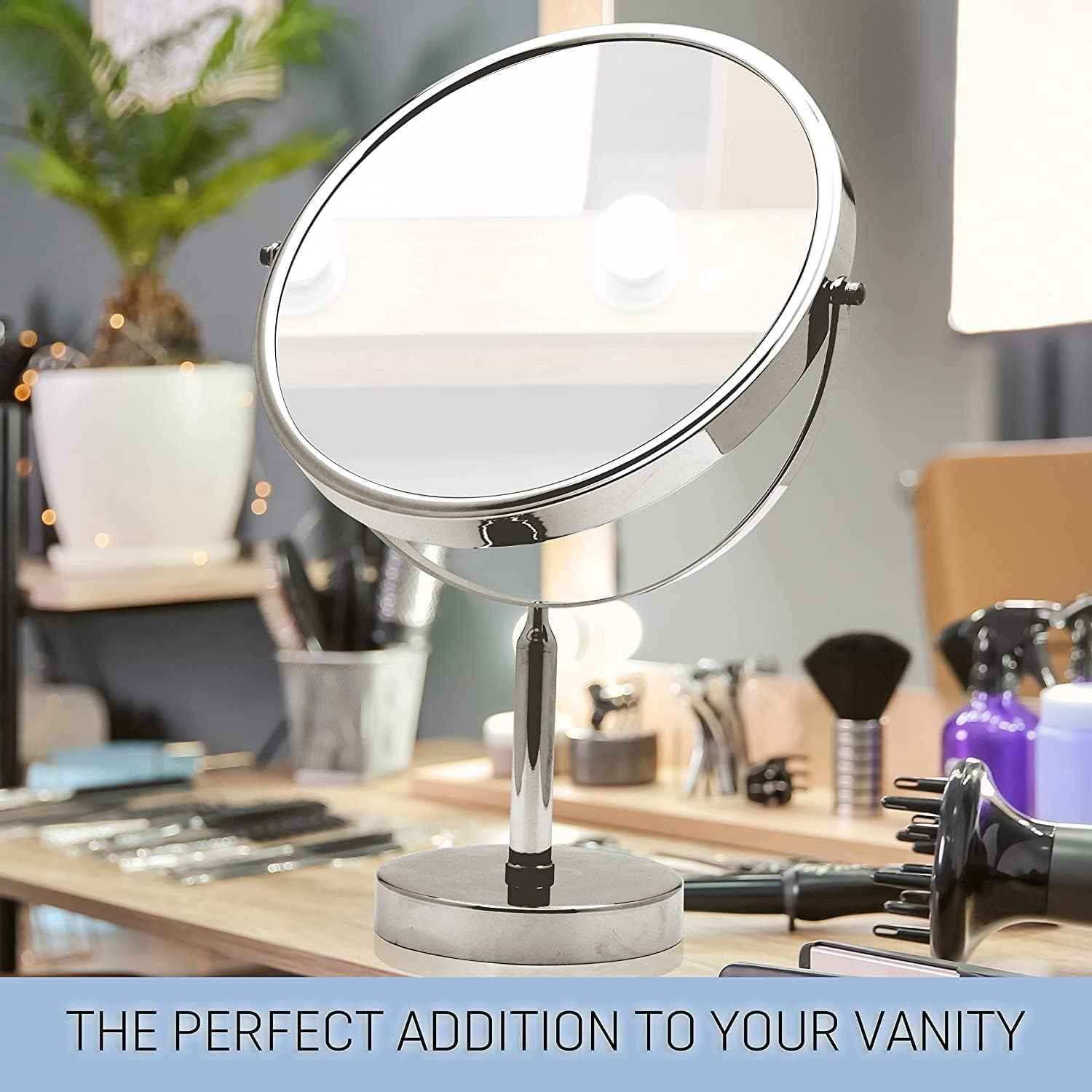 XXLarge Oversized 3X Weak Magnifying Mirror with Stand for Desk, Table, Retail Store Countertop, and Makeup Vanity - Double Sided 3X/1X Magnification - 17" Tall and 11" Wide