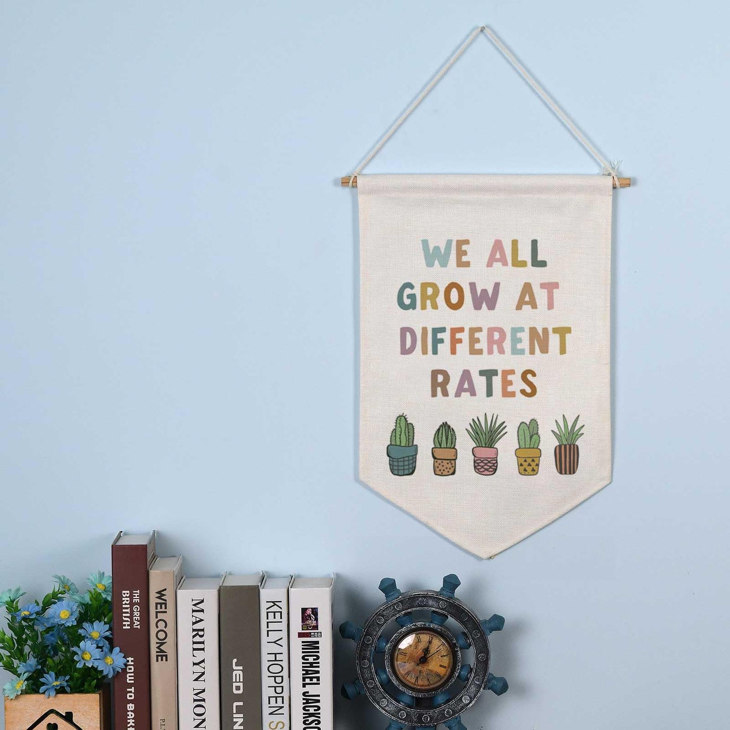 We All Grow At Different Rates Boho Classroom Decor, Classroom Poster, Wall Banner, Flower Decor, Playroom Decor, Be Kind, Child Art, Succulents Poster, School Psychologist Decor