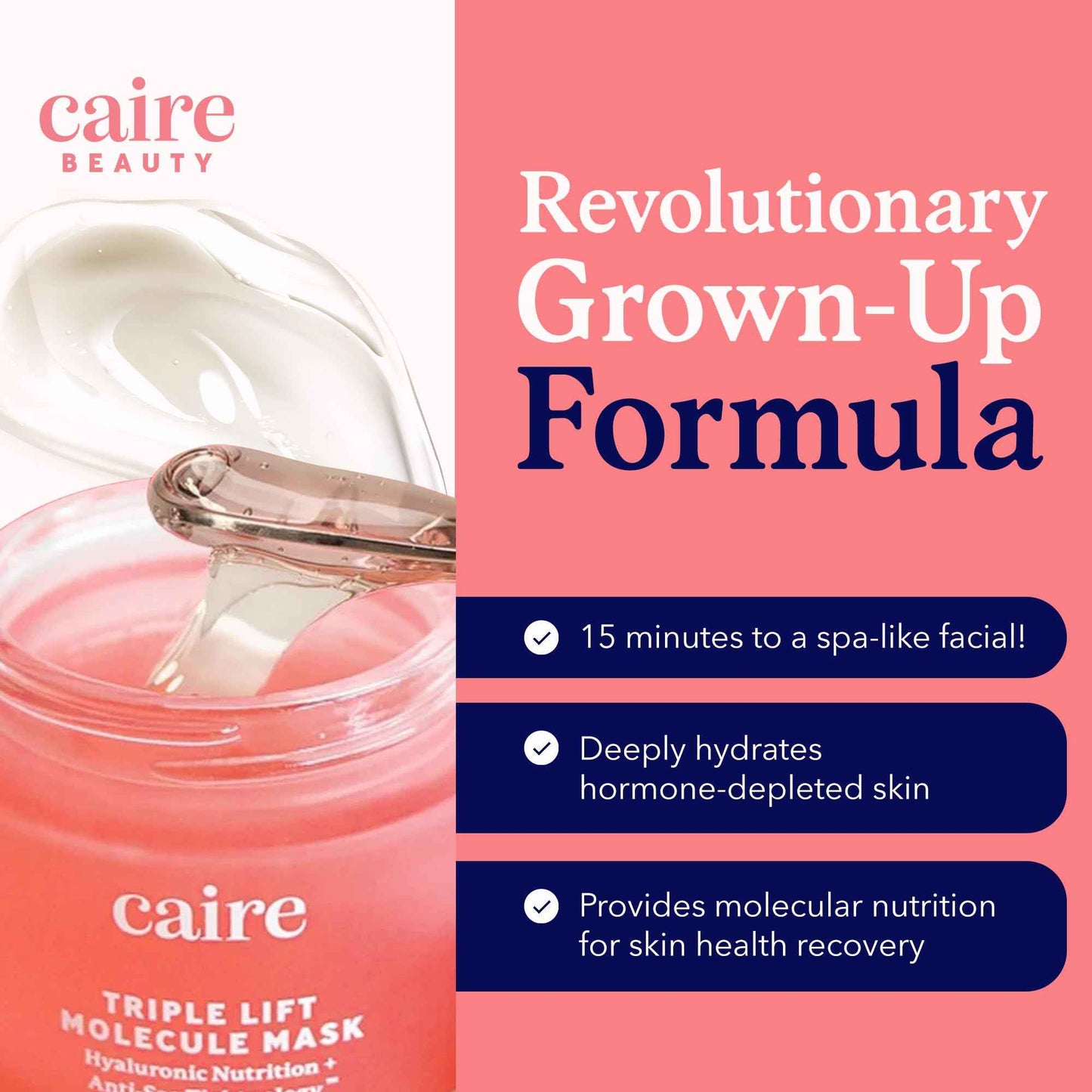 Caire Beauty Anti Aging Hyaluronic Acid Gel Cream Face Lift Molecule Mask, Skin Lift Gel Moisturizer For Face, Neck and Chest -15ml