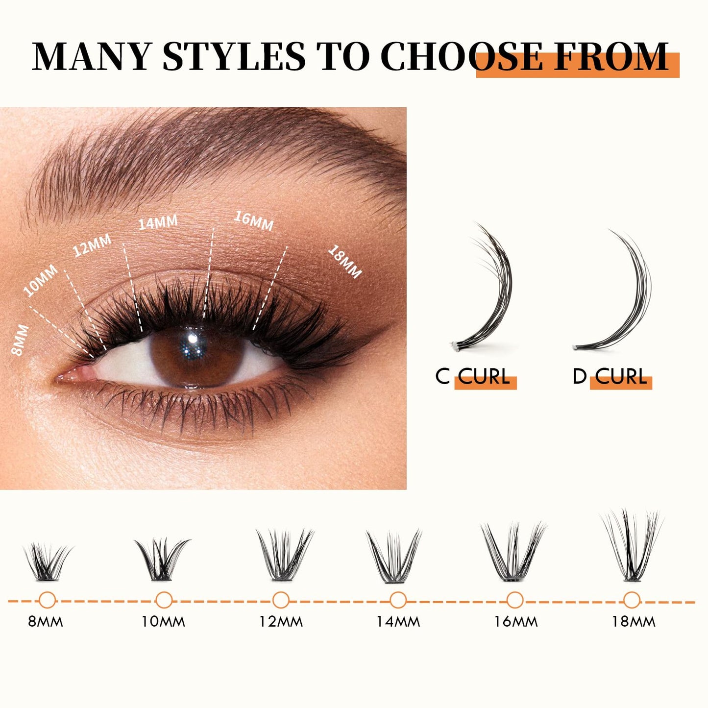 Clusters Lashes Individual Lashes 200 Clusters False Eyelash 50D Lash Crislahes Clusters Extensions Individual Cluster DIY Eyelash Extensions at Home (Mix 8-18mm 50D)