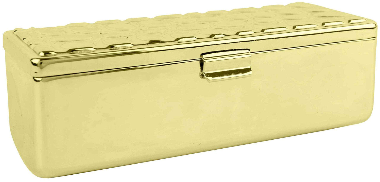 Stephanie Imports Set of 2 Rectangular Vintage Lipstick Cases With Glass Mirror (Gold Drops)