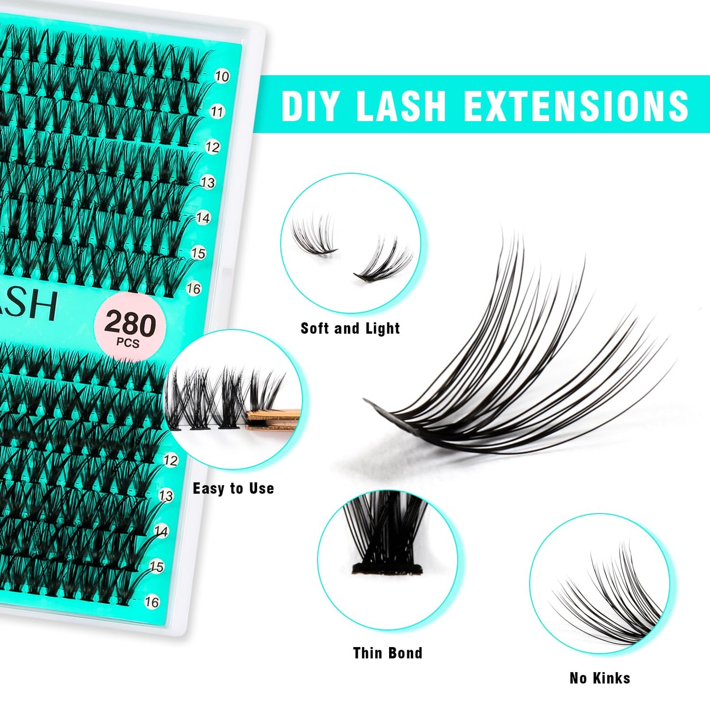 VAVALASH Lash Clusters 30D+40D-D-10-16MM DIY Individual Lashes 280 PCS Cluster Lashes 10D 20D 30D 40D 50D C D Curl Volume False Eyelash Extensions DIY Lash Extensions at Home (30D+40D-0.07-D,10-16mm)