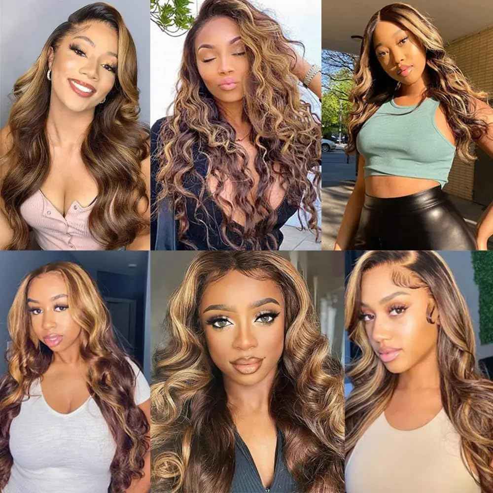 Honey Blonde Bundles Human Hair Ombre Body Wave Bundles Highlight Brown Bundle 18 20 22 Inch Brazilian Unprocessed Virgin Remy Hair Extensions 300g