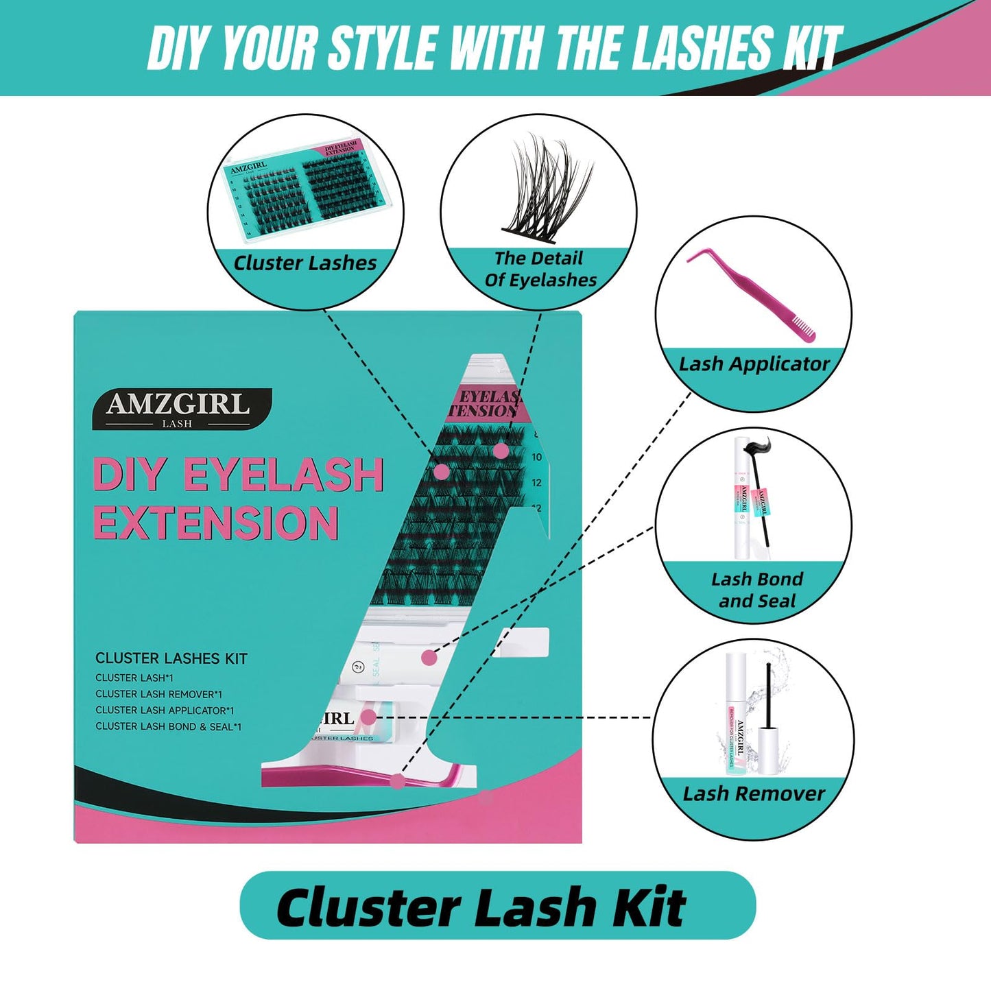 Lash Extension Kit 112Pcs,DIY Individual Lashes Clusters Kit,Lash Bond And Seal,Lash Remover For Eyelashes Extensions,Lash Applicator Tool For False Eyelash Cluster Kit At Home(V&R02,D-Mix8-16mm kit)