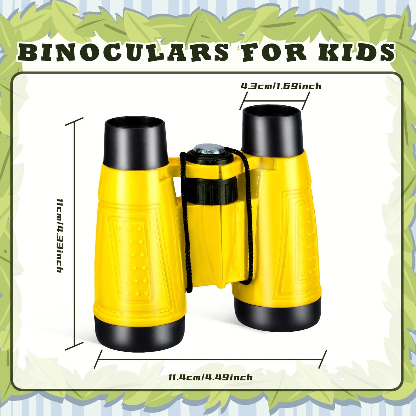 Libima 24 Pcs Binoculars for Kids Educational Compact Kids Binoculars with Neck String Toddler Binoculars for Boys Girls Learning Bird Watching Camping Hiking Travel Safaris Birthday Gifts (Yellow)