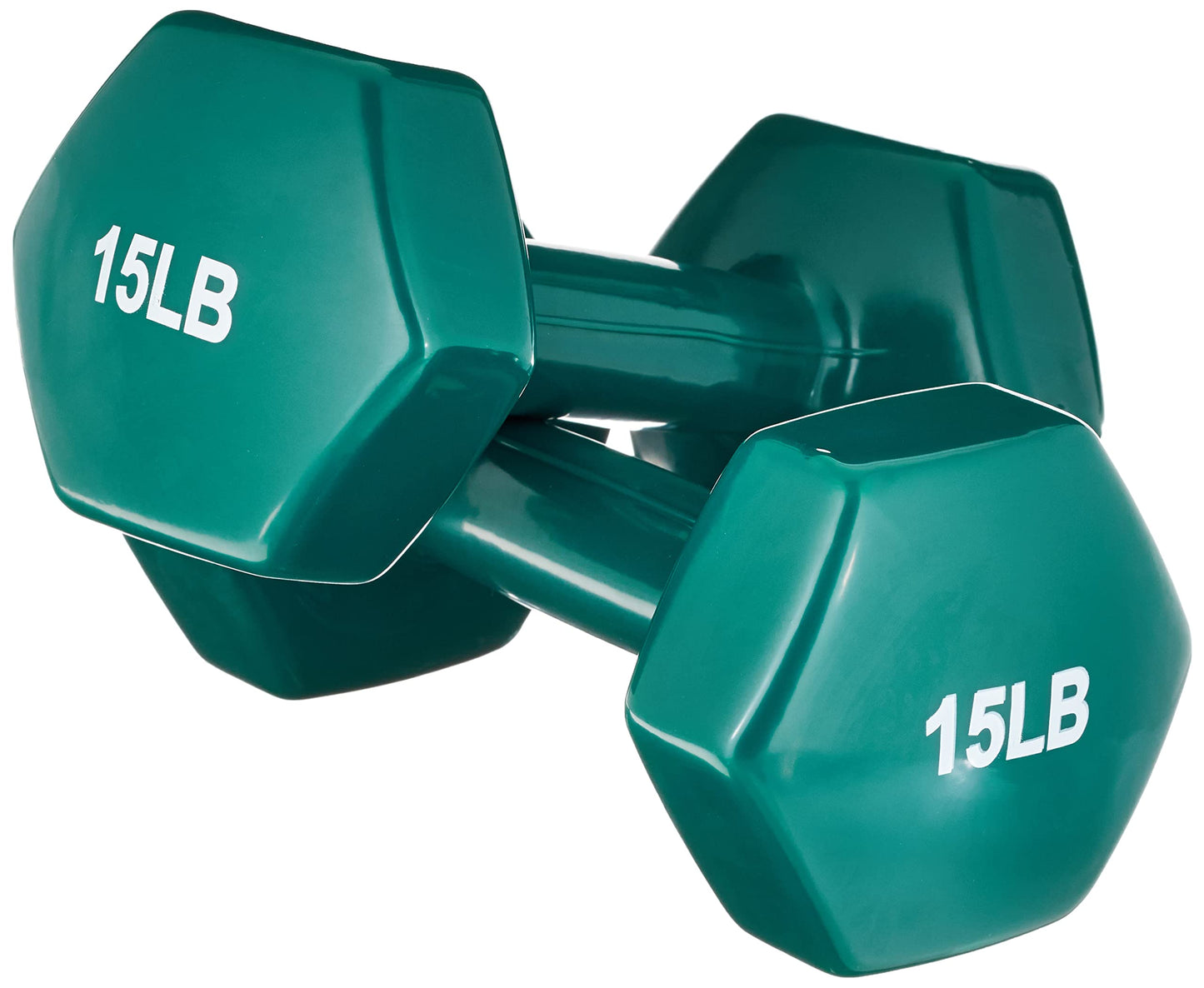 Amazon Basics Vinyl Coated Dumbbell Hand Weights, 30 Pounds, Pair, Teal