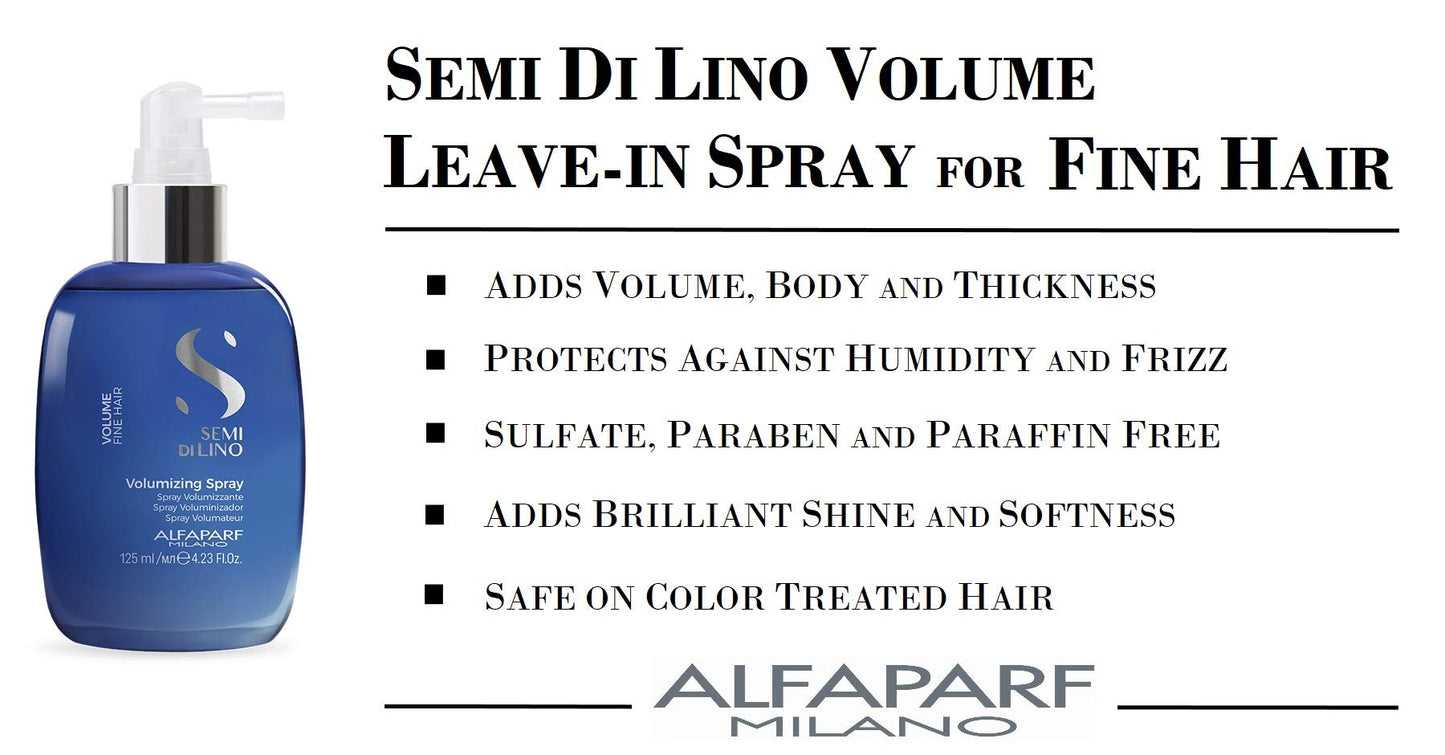 Alfaparf Milano Semi di Lino Leave In Volume Spray - Anti Frizz Leave In Hair Treatment for Added Volume, Body & Shine - Sulfate Free Thickening Spray for Fine Hair (4.23 fl oz)