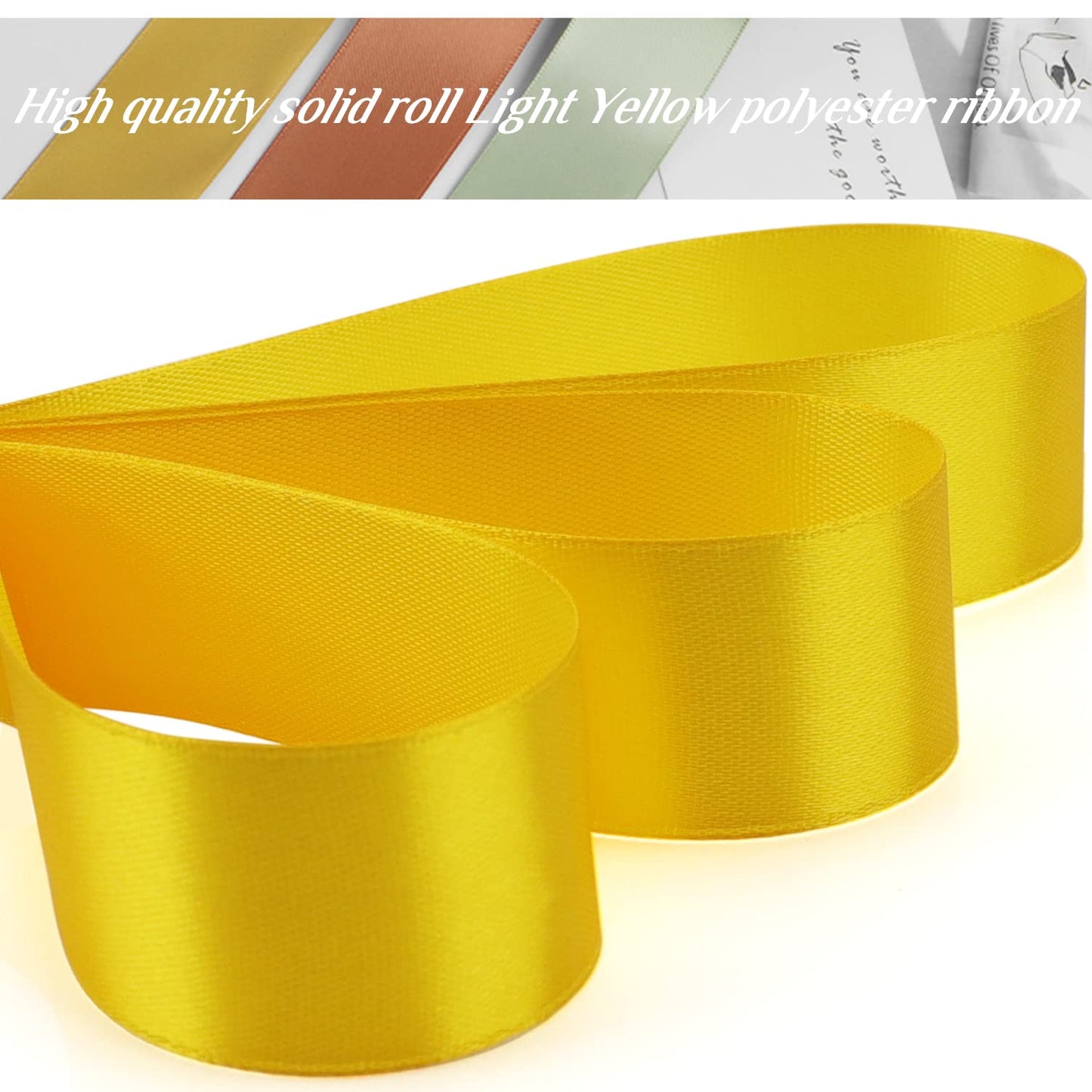 Nsilu 1 inch Yellow Ribbon for Gift Wrapping 50 Yards Perfect Wedding Party Wreath Sewing DIY Hair Accessories Decoration Floral Hair Balloons Other Projects