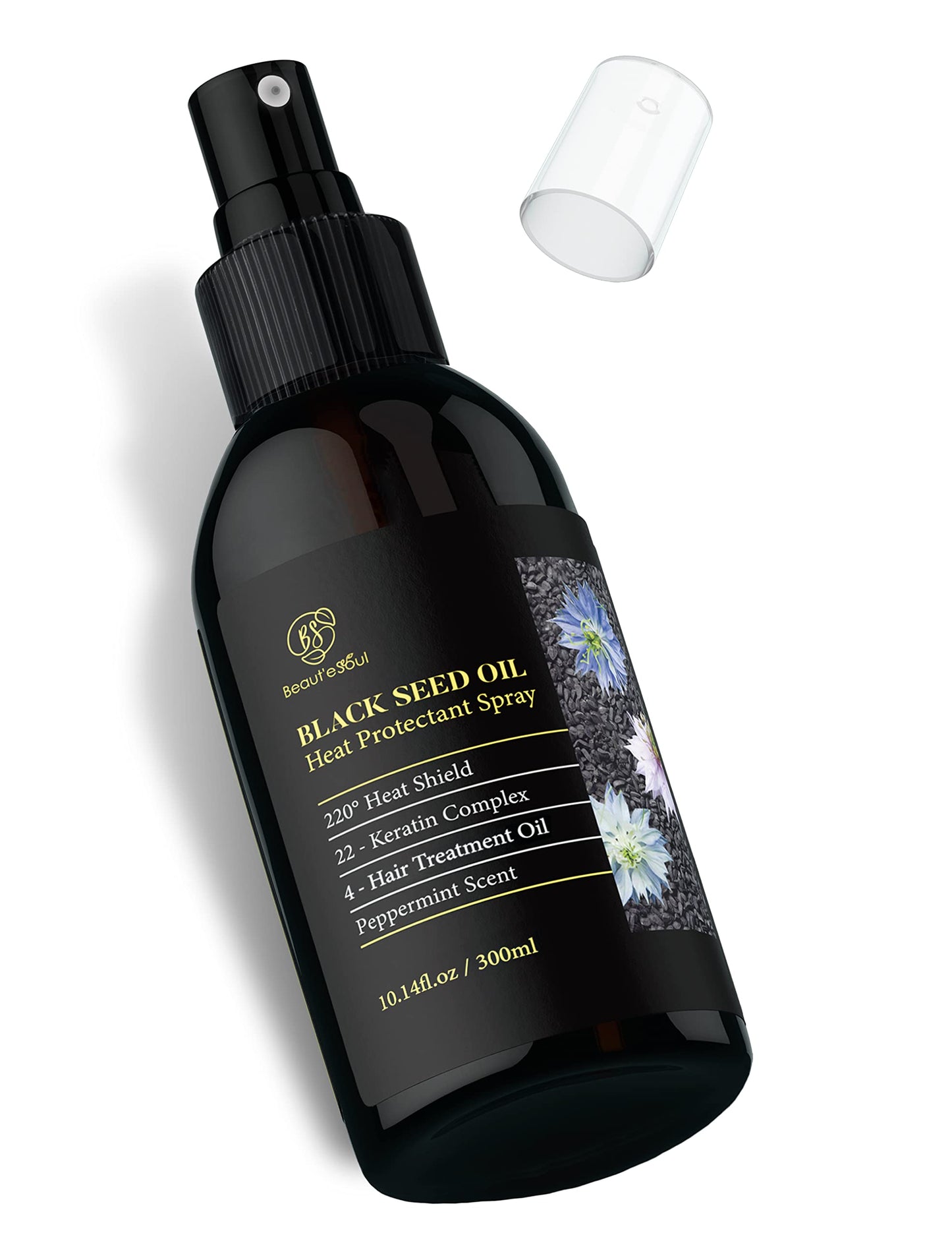 BEAUT'E SEOUL Heat Protectant with Black Seed Oil, Argan & Jamaican Black Castor Oil - Fortifying for Curly Hair, 10oz