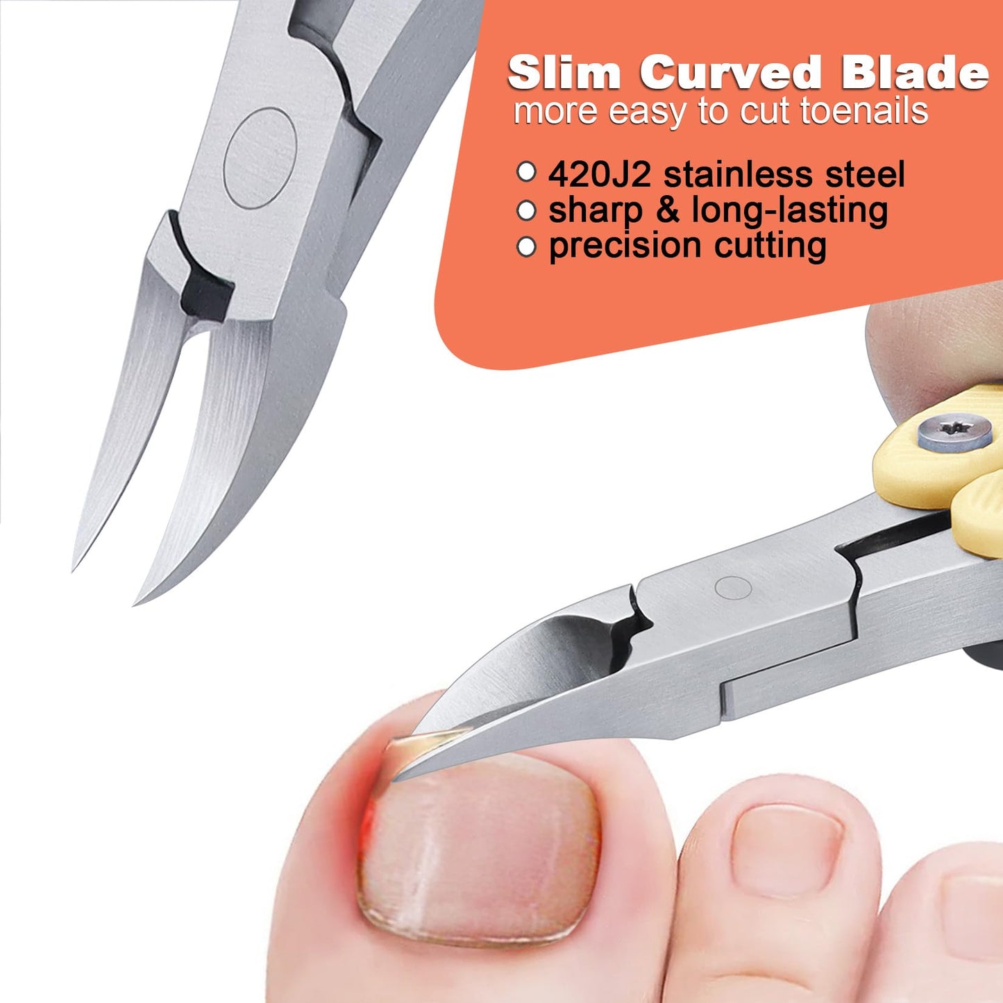 SGNEKOO Toenail Clippers for Thick & Ingrown Toenails,Folding Design Heavy Duty Nail Clipper, Firm Structure and Easy Use for Men Seniors Women