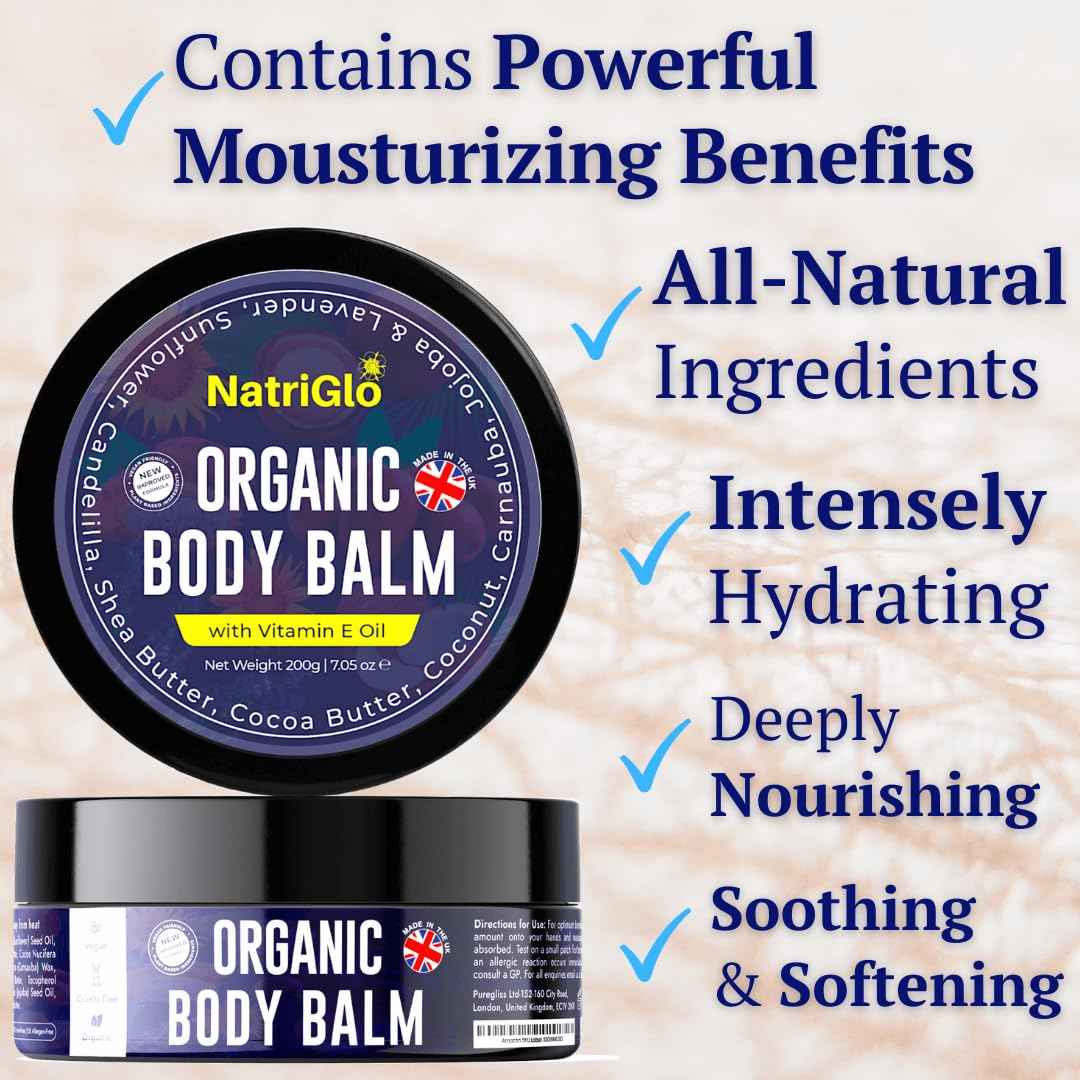natriglo Intensive Body Moisturiser for Dry Skin | Shea Butter Moisturiser for Acne Prone Skin | Eczema Cream | Body Creams for Women, Men, Children with Coconut Oil, Lavender, Vitamin E
