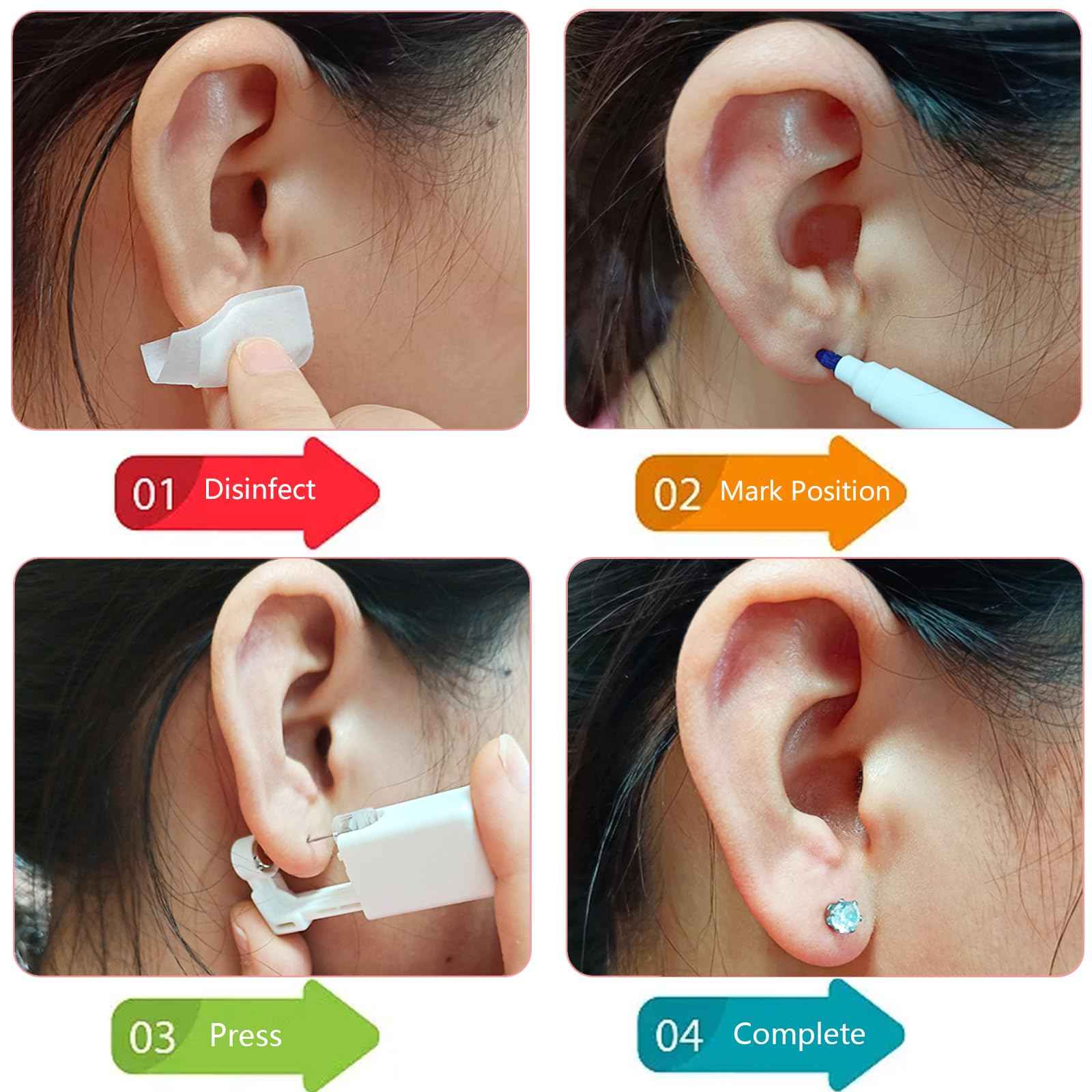 Orglace Ear Piercing Kit,Self Ear Piercing Gun Tools at Home,Stainless Steel Piercing Earrings Jewelry Stud Earrings for Men Women (233#-Gold)