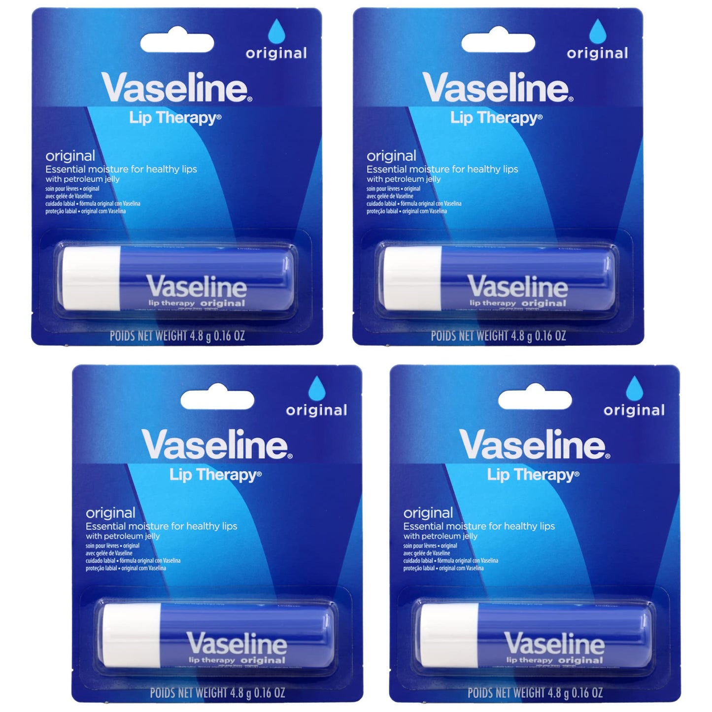 Vanicream Gentle Facial Cleanser 8 fl oz (Pack of 1) + Vaseline Lip Therapy Original 0.16 oz (Pack of 4)