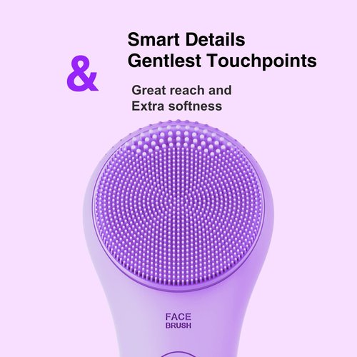 Face Scrubber, NågraCoola CLIE Facial Cleansing Brush, Waterproof and Rechargeable Face Scrub Brush for Men & Women, Cleansing, Exfoliating and Massaging, Electric Face Wash Brush - Violet