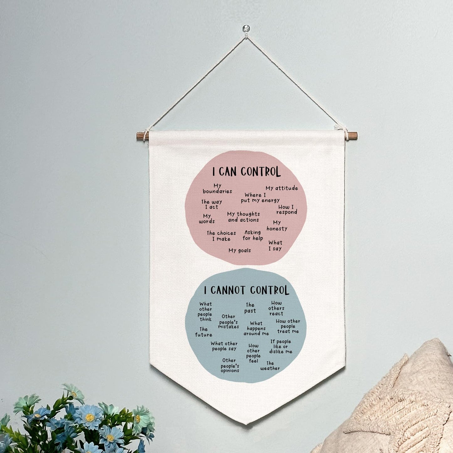 Classroom Wall Hanging Banner Poster Therapy Office Decor Calm Down Corner School Counselor Mental Health Growth Mindset Poster Anxiety Educational Wall Banner (I Can Control)