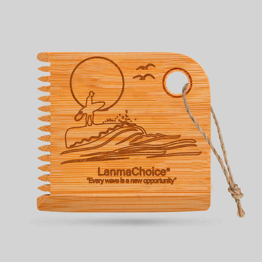 Lanmachoice Surf Wax Comb - Bamboo Surfboard Wax Remover, Wax Comb for Surfboard, Can be Used for Sex Wax,Unique Design with Surfing Pattern