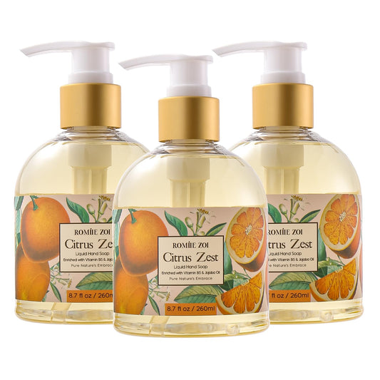 ROMIIE ZOI Liquid Hand Soap with Gift Box - Citrus Zest - 260ml/ 8.7 fl.oz (Pack of 3)