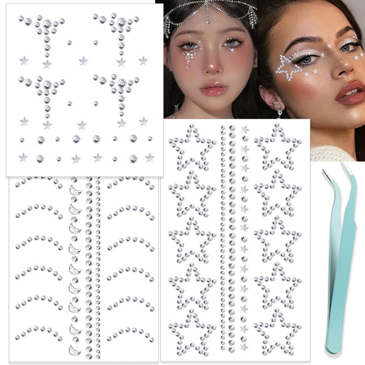 NOOEPC Face Gems Hair Gems, Self-Adhesive Face Jewels Eye Jewels Rhinestones DIY Face Gems Stick on, Hair Body Rhinestones Gems Crystals Pearls for Face Eyes Makeup Body, Crafts