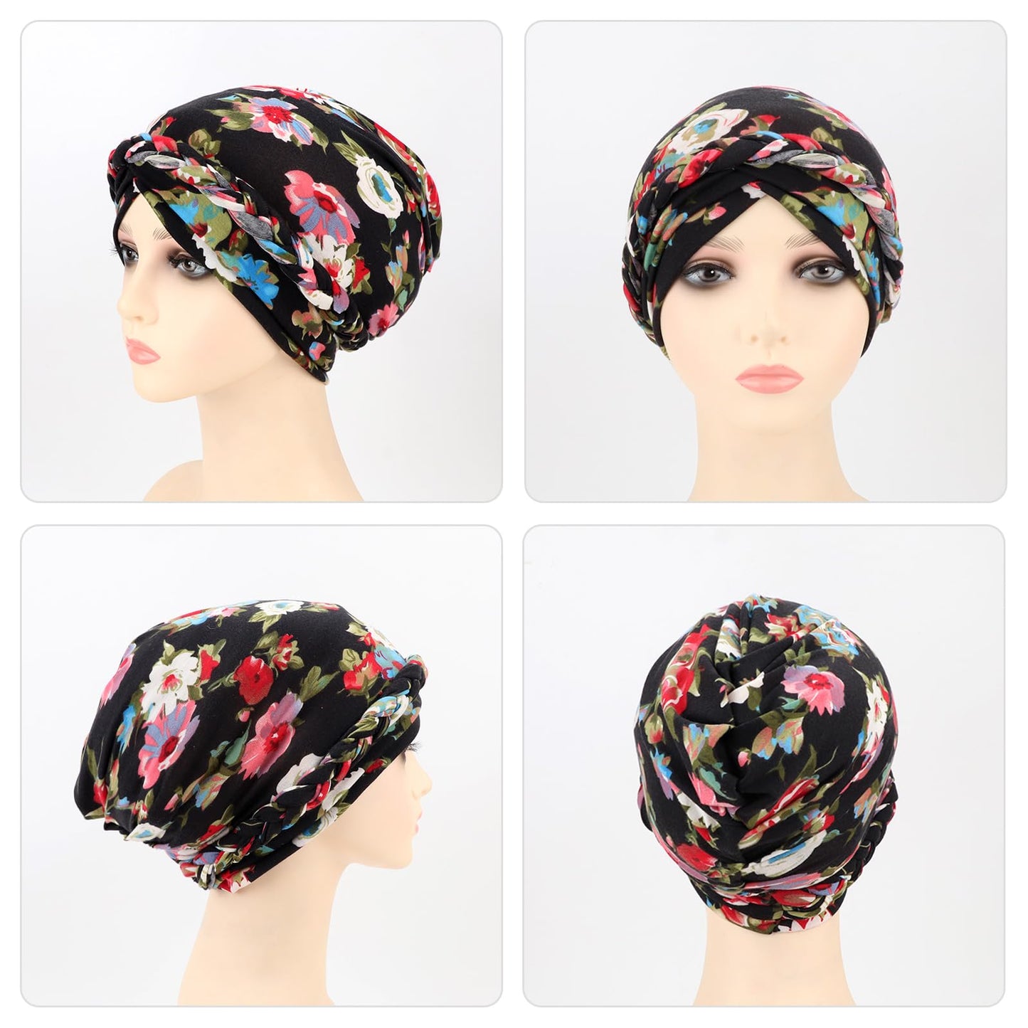 African Women Turban Caps Pre-Tied Twisted Turbans for Women Head Scarf for Women Hair Wraps Cover Beanie Cancer Chemo Headwear for Black Women