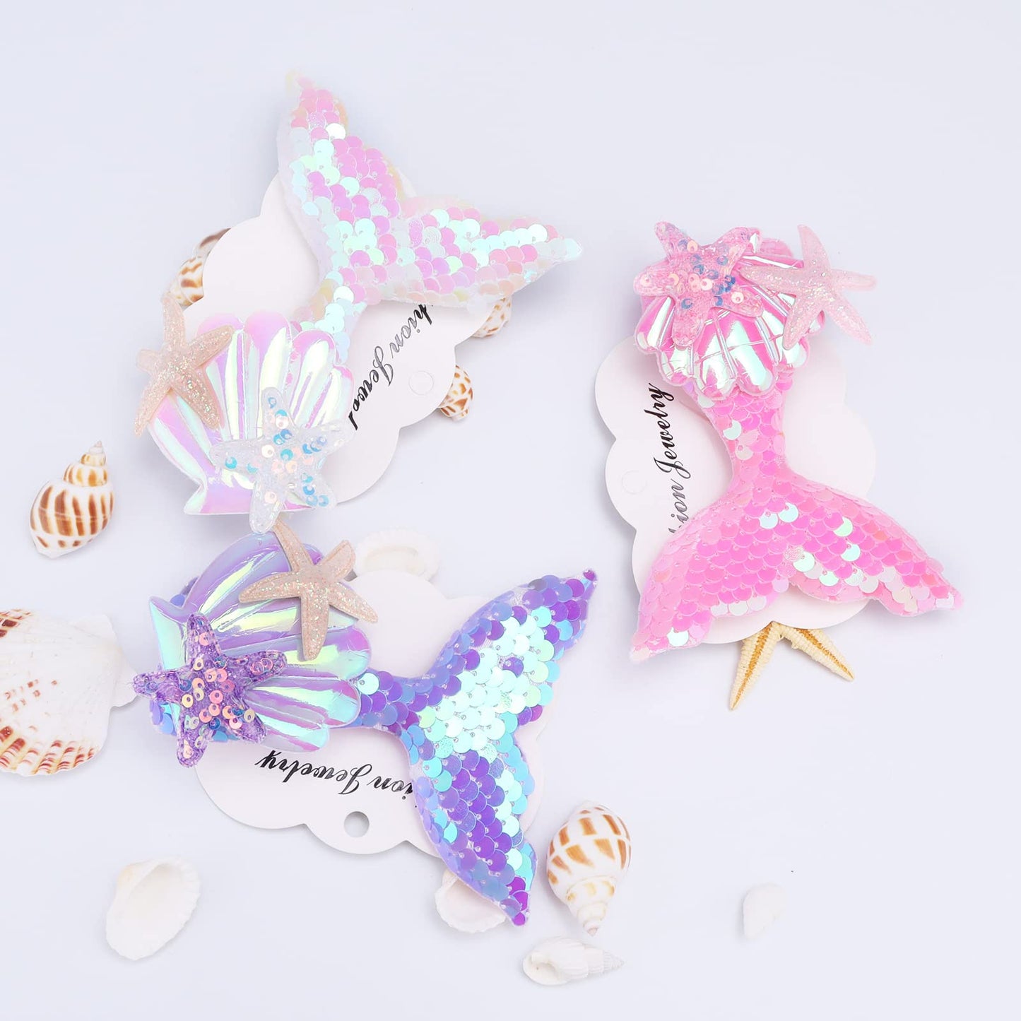 Yexnum 7 Pcs Mermaid Medium Hair Clips Starfish Hair Clip Shell Hair Pins Multicolor Sparkling Hair Clips Accessories for Women and Girls