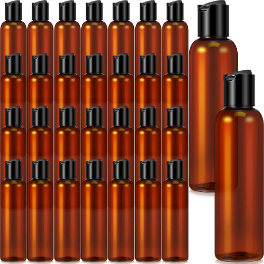 30 Pieces 6.8 oz Amber Empty Plastic Bottles Lotion Bottles Squeeze Refillable Containers with Flip Cap Empty Shampoo Bottles Travel Squeeze Bottle for Lotions Liquid Body Soap Conditioner Creams