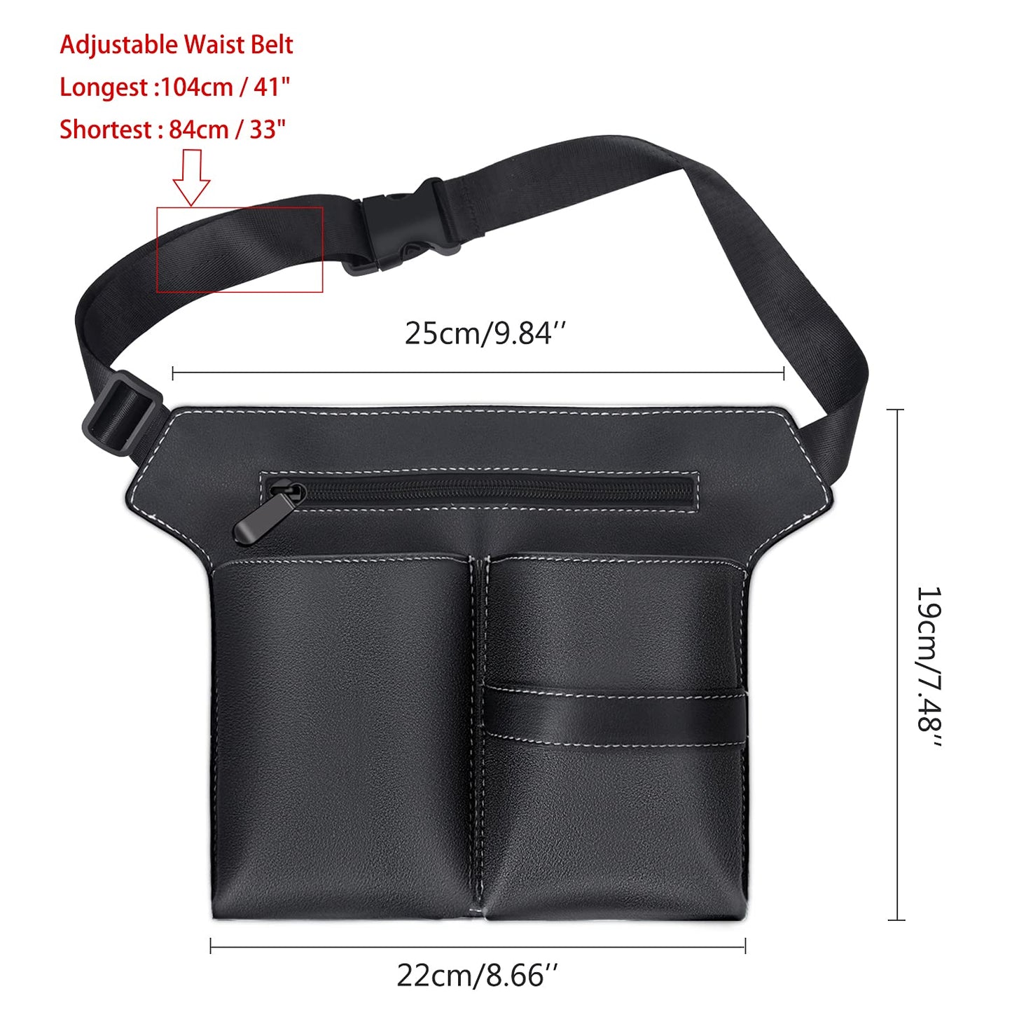 Noverlife Hairdresser Scissor Bag, Barber PU Leather Waist Pouch, Professional Hairdressing Tools Storage Holster with Waist Belt, Hair Salon Scissor Storage Waist Bag for Hairstylist