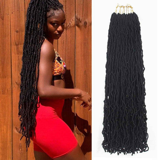 7 packs faux locs crochet hair 32 inch soft locs pre looped goddess locs crochet braids hair extensions butterfly locs braiding hair for black women (32 Inch (Packs of 7), 1B#)