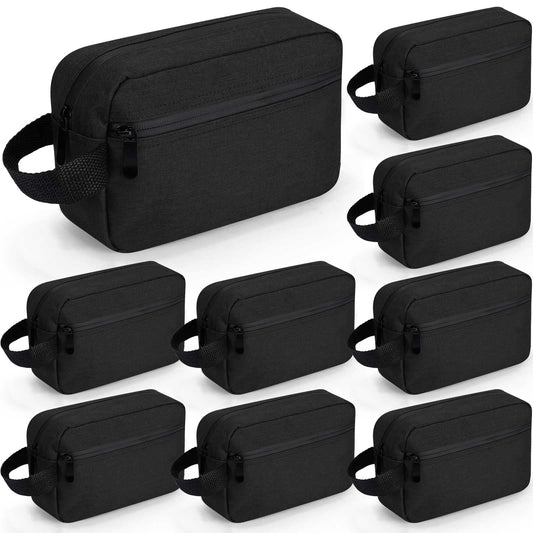 Hillban 9 Pcs Portable Toiletry Bag Water Resistant Shaving Bag Foldable Cosmetic Bag Travel Bag for Toiletries Hanging Storage Shower Bag (Black)