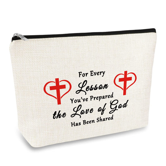 Sunday School Teacher Gift Makeup Bag Religious Gifts for Teacher Christian Gifts for Women Christian Teacher Appreciation Gifts Thanksgiving Graduation Gift for Sunday School Teacher Travel Pouch