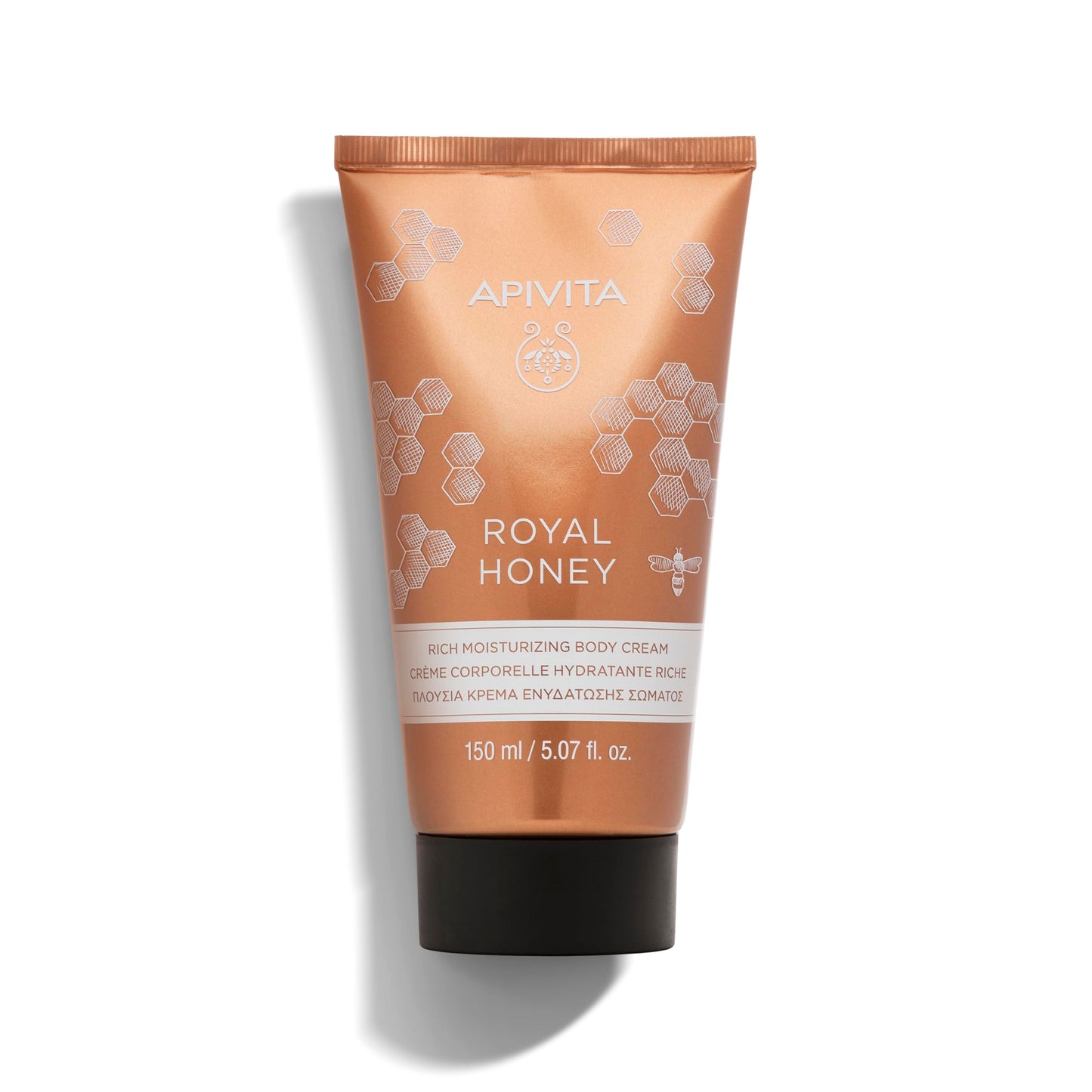 Apivita Royal Honey Rich Moisturizing Body Cream | Deeply Moisturizes, Nourishes & Replenishes with Honey & Beeswax, 150 mL / 5.07 oz