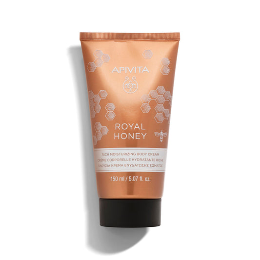 Apivita Royal Honey Rich Moisturizing Body Cream | Deeply Moisturizes, Nourishes & Replenishes with Honey & Beeswax, 150 mL / 5.07 oz