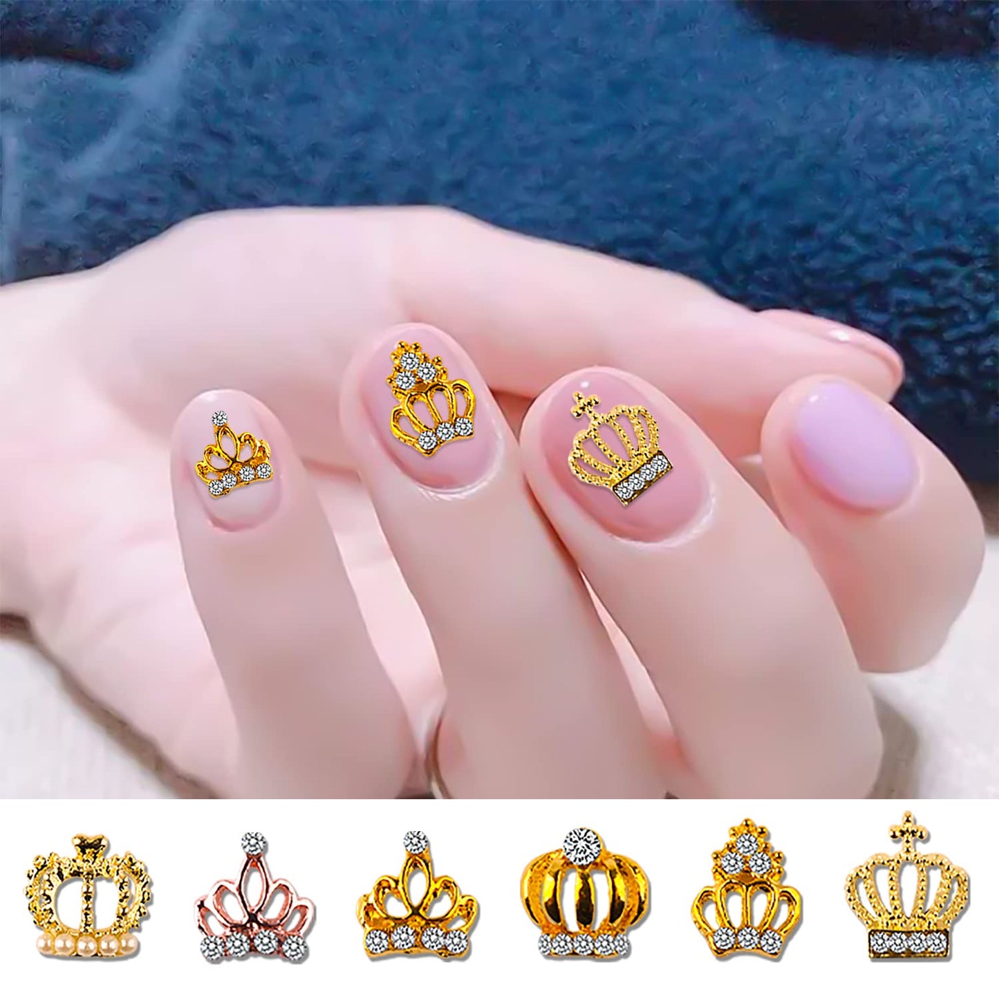 DANNEASY 30pcs Crown Nail Charms Nail Rhinestones Gold Nail Jewels 3D Nail Art Charms Charms for Nails Metal Nail Design Nail Studs Nail Jewelry for DIY Craft Decoration