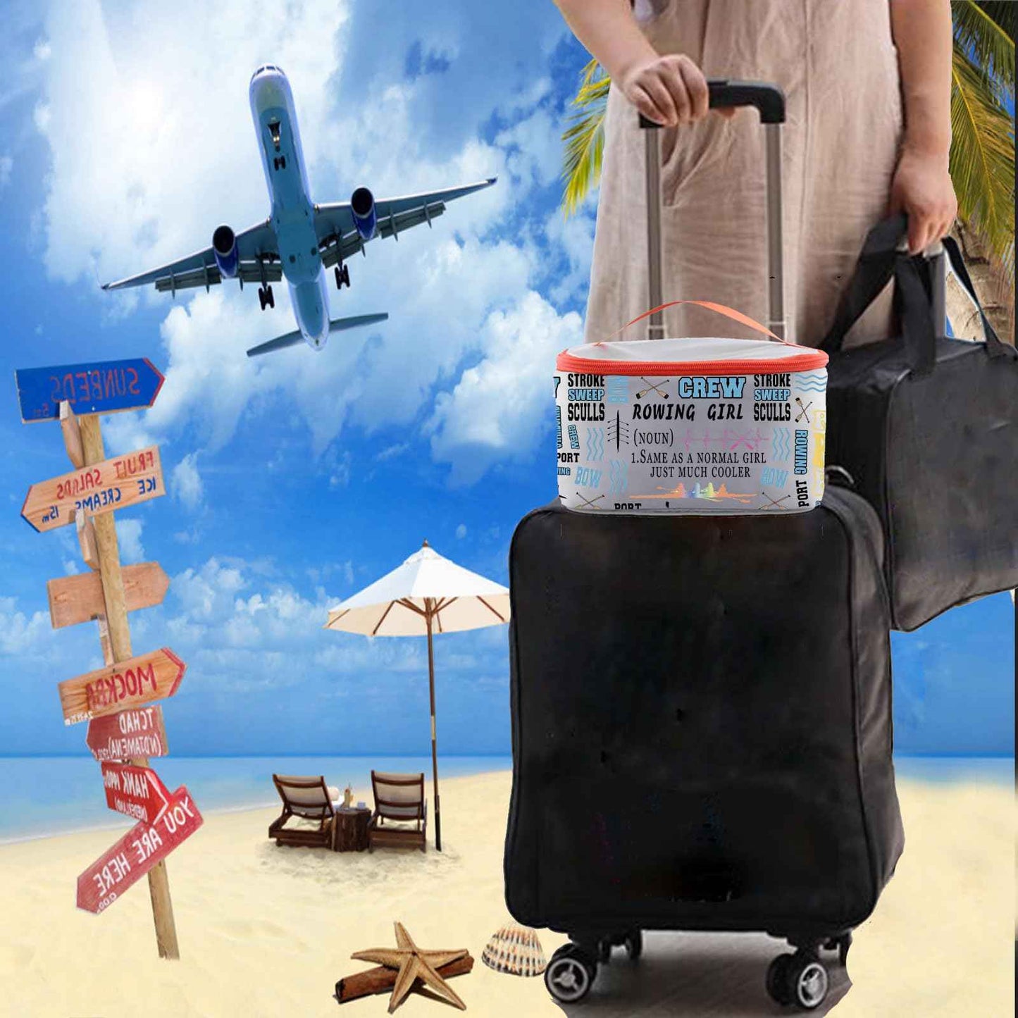 JYTAPP Rowing Cosmetic Bag - Girl Like a Normal Girl But Cooler Makeup Zipper Pouch for Women Girls Competitions Lady Gifts (Cosmetic Organizer Bag)