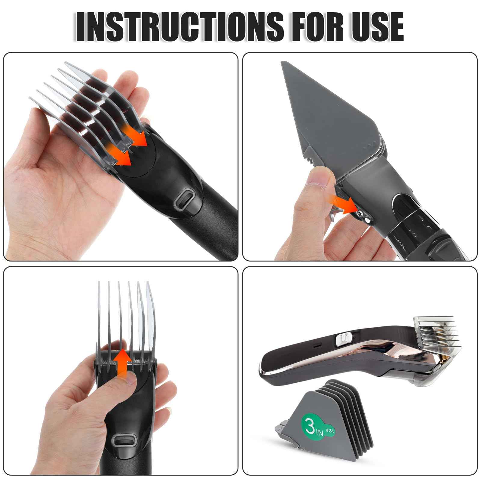 8pcs 3 Inches Hair Clipper Guards,Gray Hair Clipper Combs Guides,1 & 1/4" 1 & 1/2" 2",# NO.16 NO.12 NO.10 Compatible with Wahl Most Hairs Clippers