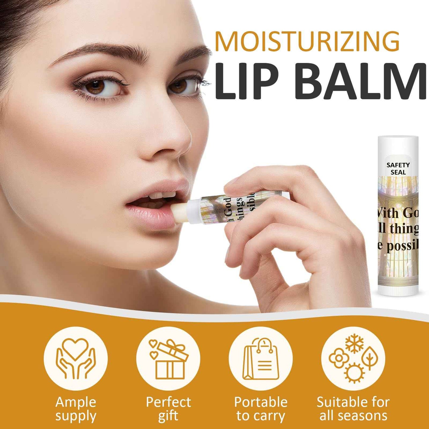 DMSKY 60 Lip Balm Bulk, Christian Gift for Women Men Faith Religious Moisturizing Lip Care Product Stocking Stuffers with Inspirational Scripture Happy Moment Praise God for Friend