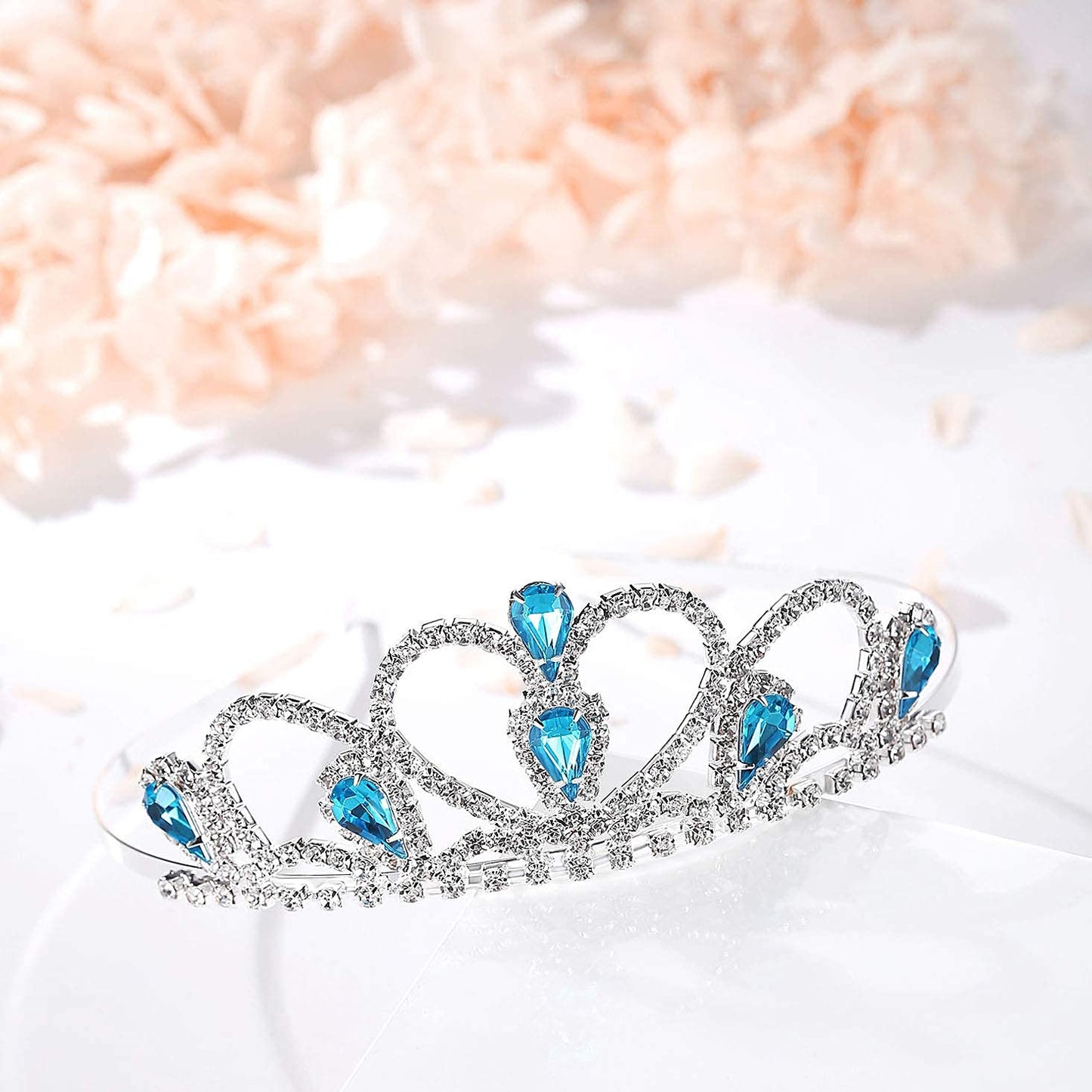 Lovelyshop Blue Gems Rhinestone Tiara for Little Kid Big Kid Prom Birthday Prinecess Crown