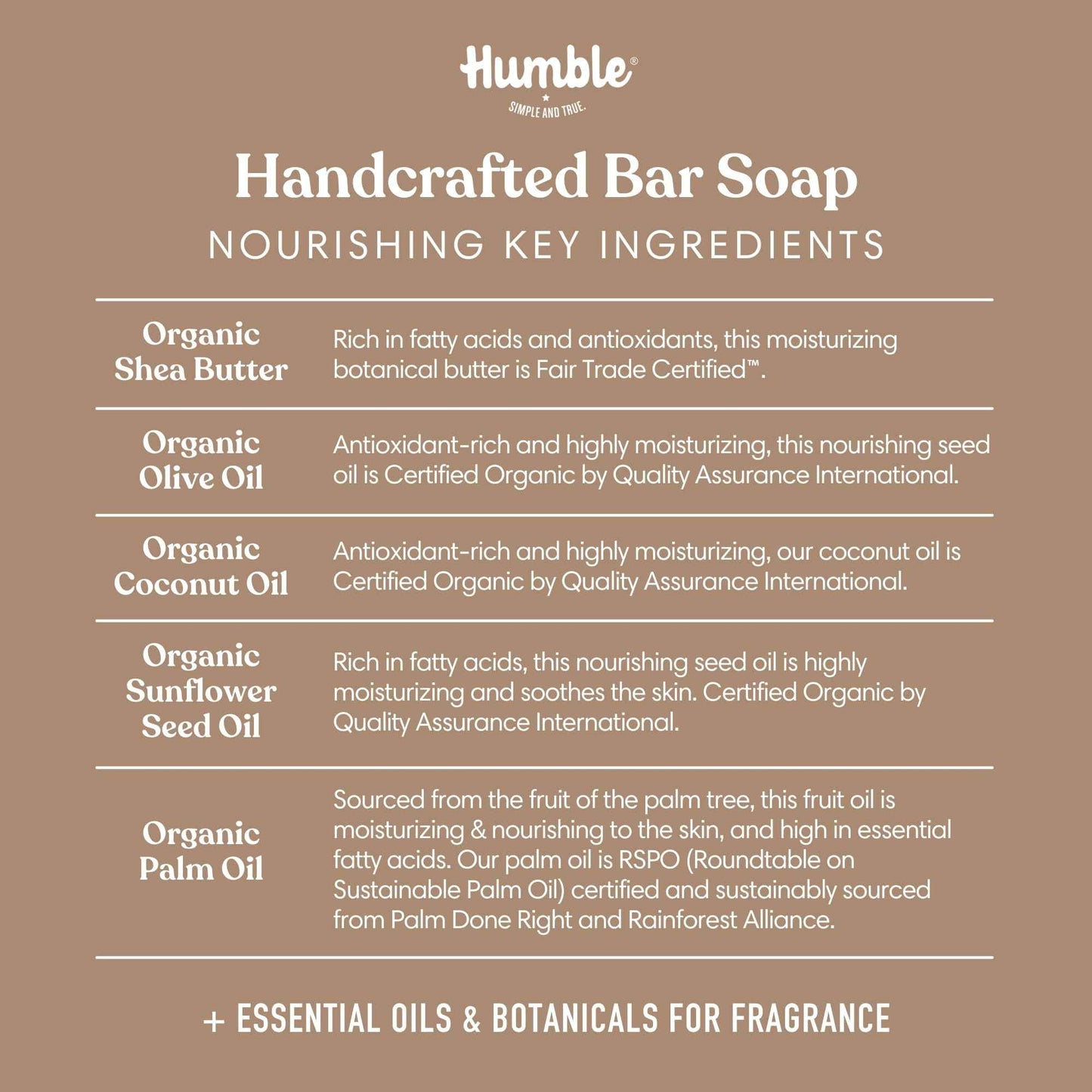 HUMBLE BRANDS Handcrafted Bar Soap, Organic Cold Processed Soap Bars, Moisturizing Face & Body Cleanser - Herbal & Fresh Variety Pack - 3 pack