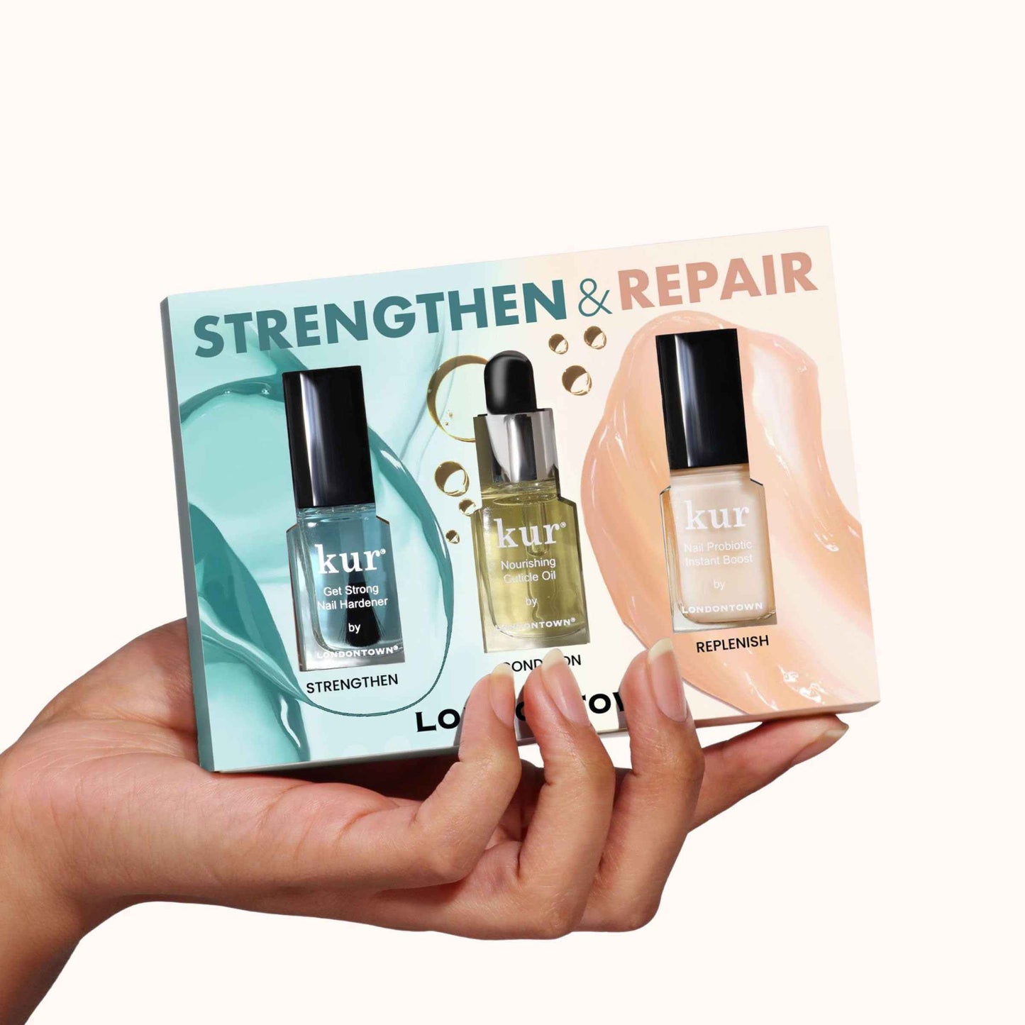 LONDONTOWN Strengthen & Repair Trio - Strengthening Moisturizing Nail Care for Healthy Growth Treatment for Damaged Nail - Conditioning Set for Long Healthy Regrowth