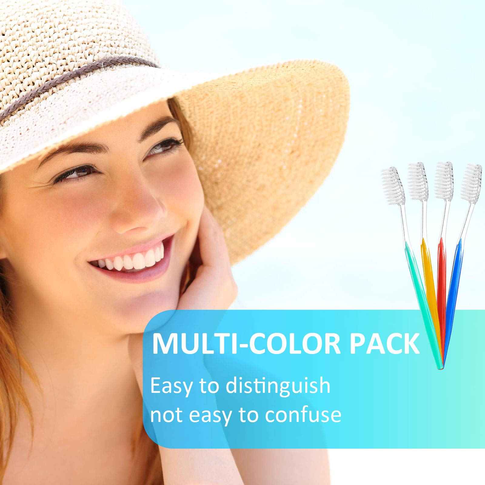 Patelai Disposable Toothbrushes Individually Wrapped Toothbrushes Medium Soft Bristle Tooth Brush Manual Disposable Travel Toothbrush Set for Adults Kids Travel Toiletries, 4 Colors (200 Pieces)