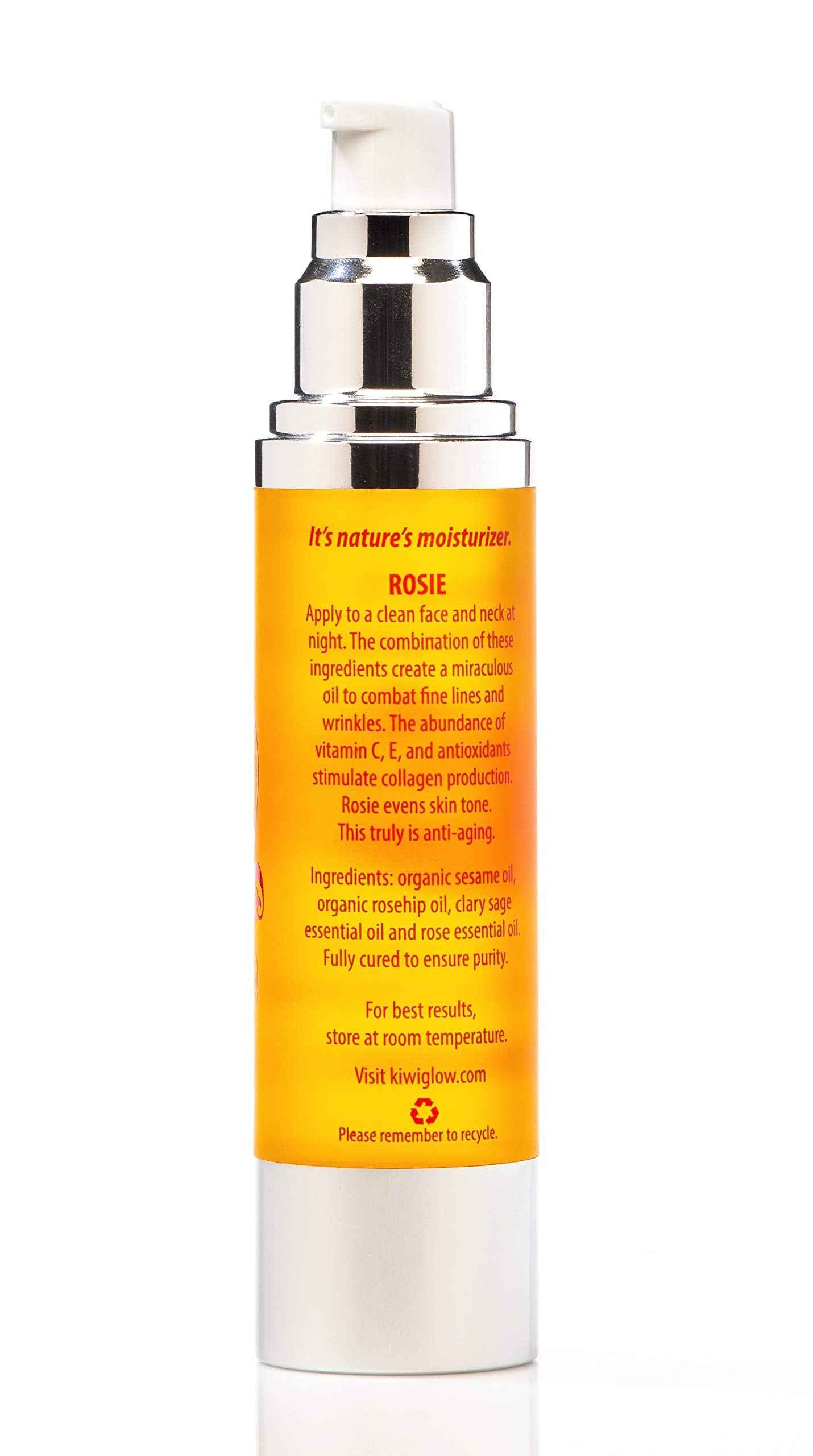 kiwi glow Rosie Face Oil – Rose & Clary Sage Glow Serum for Balanced, Radiant Skin – 1.7 oz