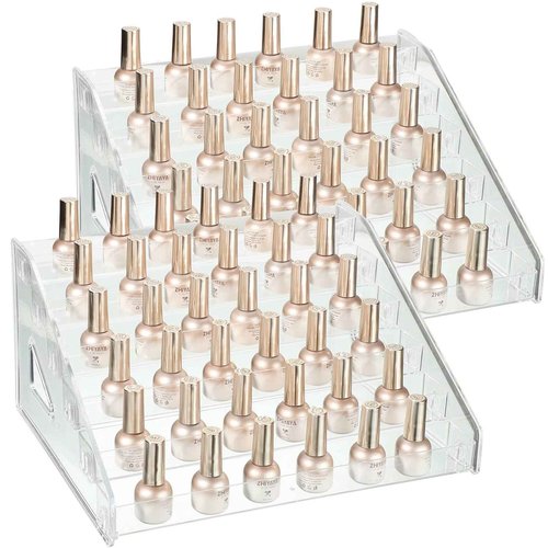 Jetec 2 Pcs Acrylic Card Display Stand Versatile Display for Trading Cards Greeting Card Sunglasses Organizer Nail Polish Holder Essential Oils Cosmetic Cases Eyewear Rack(6 Tiers Style)