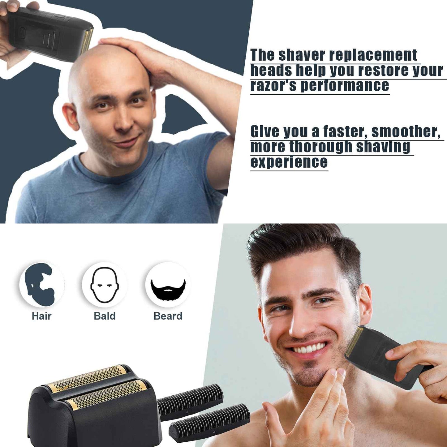 Shaver Foil Head Cutter Bar Replacement,Compatible with Wahl 5 Star Series Vanish Shaver 8173-700,High Performance Shaving Accessorie, Black (2 Pack)