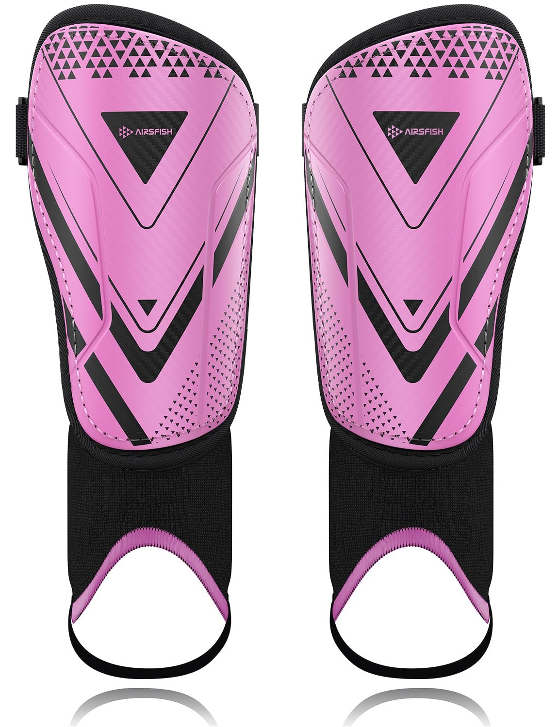 Upgraded Soccer Shin Guards for Kids Youth, CE Certified AirsFish Shin Ankle Guard Sleeves Protection Gear for Boys Girls Soccer Games EVA Cushion Reduce Shocks and Injuries (XX-Small, Pink)